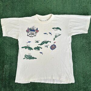Vintage 80s Virgin Islands T-Shirt Caribbean Map Travel Tee